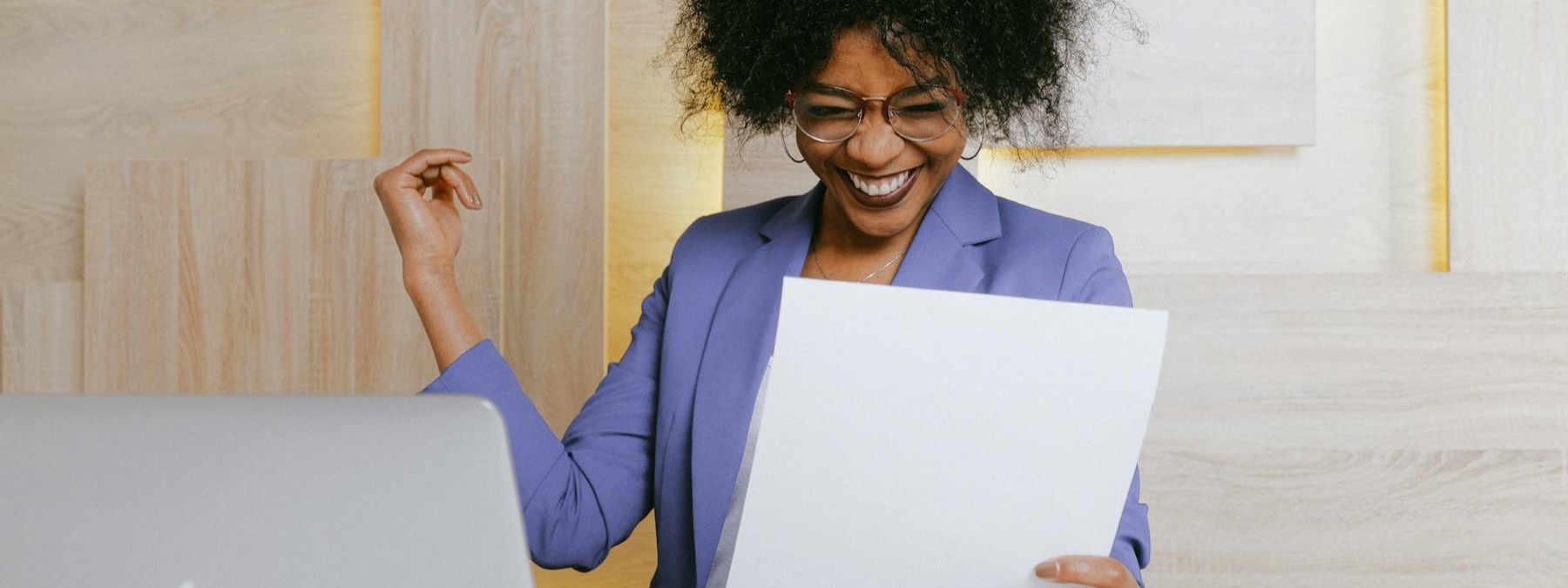 Smiling travel therapist preparing application documents